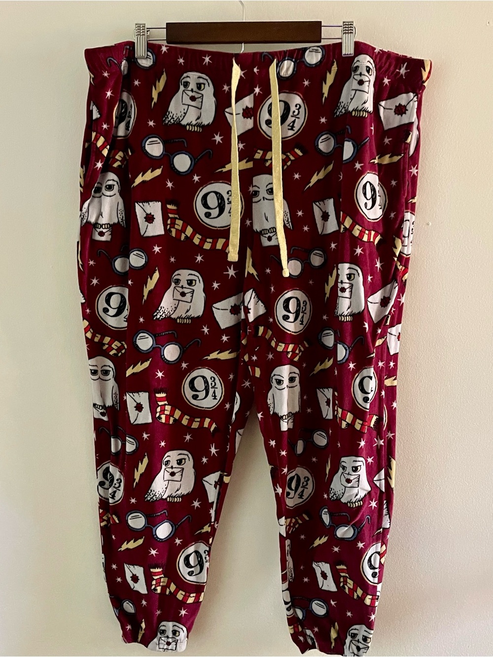 Harry Potter Wizarding World Burgundy Plush Pajama Jogger Pants Plus Size 2X